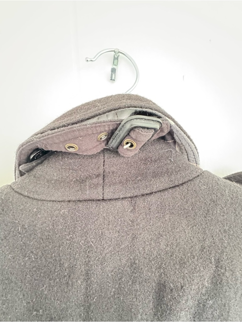 Burberry Brit Black Double-Breasted Wool Trench Coat with Belt - Picture 6 of 13